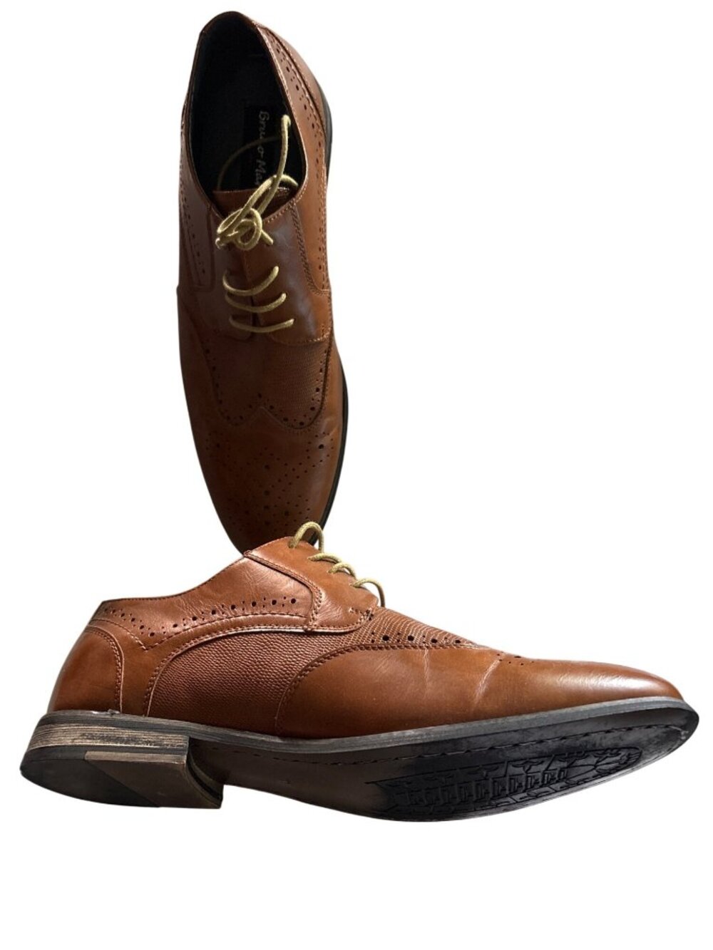 Bruno Marc Brown Leather Oxford Dress Shoes Brogue Size 12 Mens Formal Lace-Up